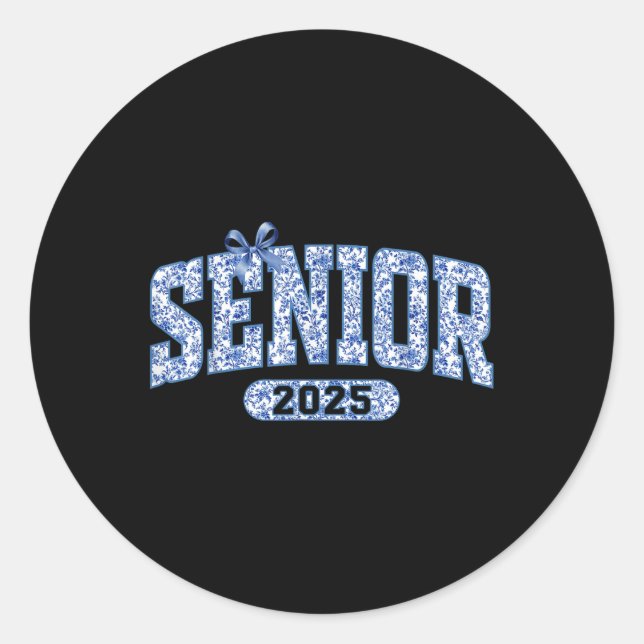Sticker Rond Chinoiserie Coquette Bow Senior 2025 (Devant)