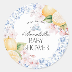 Sticker Rond Chinoiserie Lemon Tea Baby shower Invitation