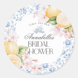 Sticker Rond Chinoiserie Lemon Tea Bridal Showeuse Invitation