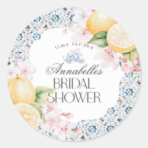 Sticker Rond Chinoiserie Lemon Tea Bridal Showeuse Invitation