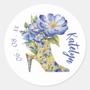 Sticker Rond Chinoiserie moderne élégant Floral High Heel