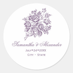 Sticker Rond Chinoiserie Purple Rose Bouquet Mariage victorien
