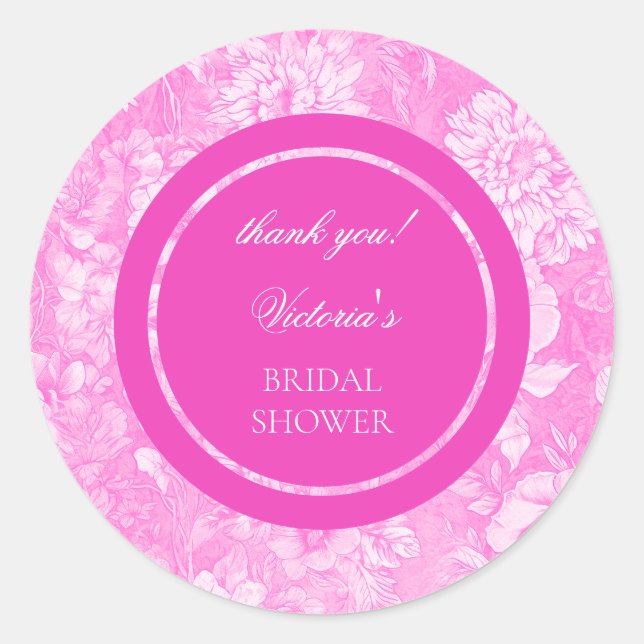 Sticker Rond Chinoiserie Rose Blanc Mariage  (Devant)