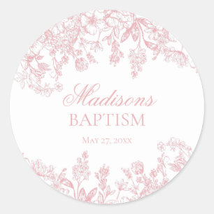 Sticker Rond Chinoiserie rose Vintage enveloppe de baptême flor