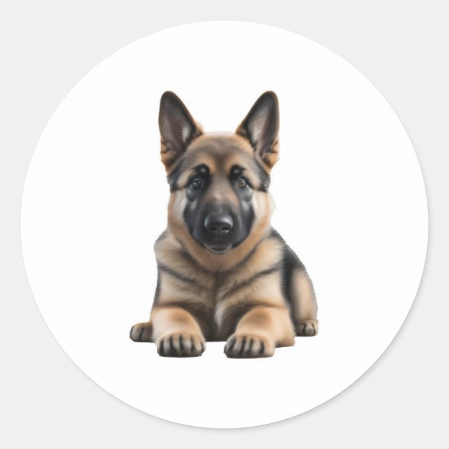 Sticker Rond Chiot berger allemand (Devant)