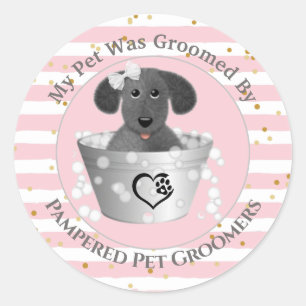 Sticker Rond Chiot dans le tuba à puce client