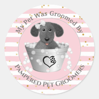 Sticker Rond Chiot dans le tuba à puce client