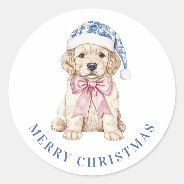 Sticker Rond Chiot de Noël du grand millénaire (Devant)