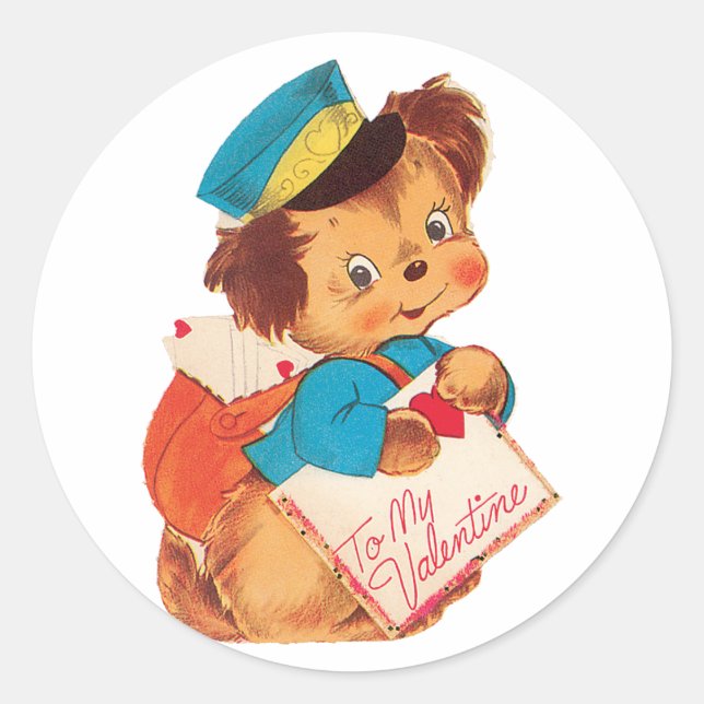 Sticker Rond Chiot de Saint-Valentin (Devant)