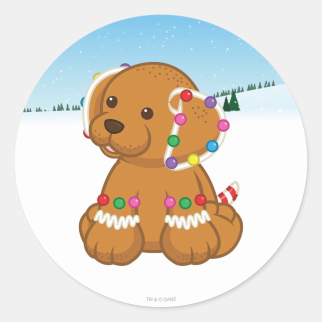 Sticker Rond Chiot en pain d'épices (Devant)