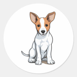 Sticker Rond Chiot Kawaii Basenji