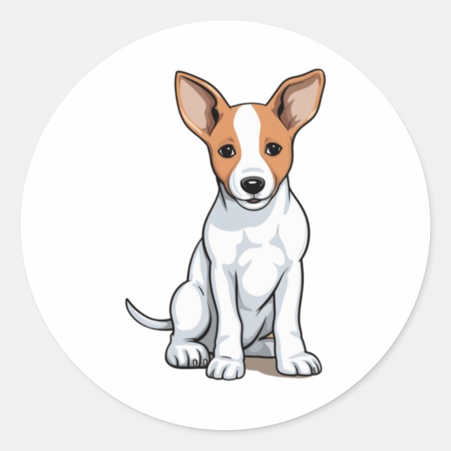 Sticker Rond Chiot Kawaii Basenji (Devant)