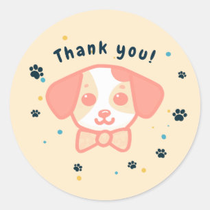 Sticker Rond Chiot Kawaii merci