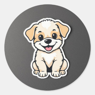 Sticker Rond chiot mignon