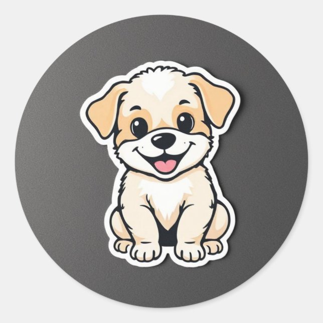 Sticker Rond chiot mignon (Devant)