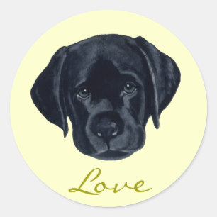 Sticker Rond Chiot noir Labrador