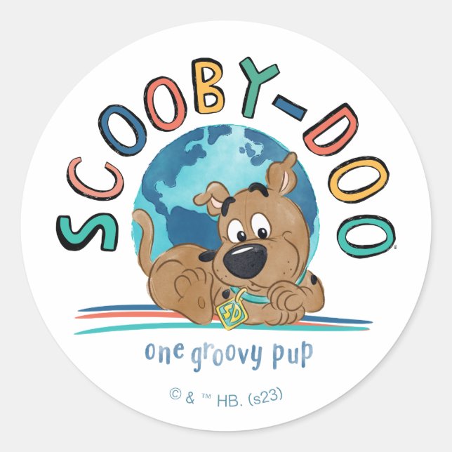 Sticker Rond Chiot Scooby-Doo "One Super Pup" (Devant)