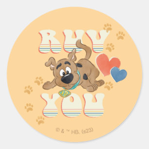 Sticker Rond Chiot Scooby-Doo "Ruv You"