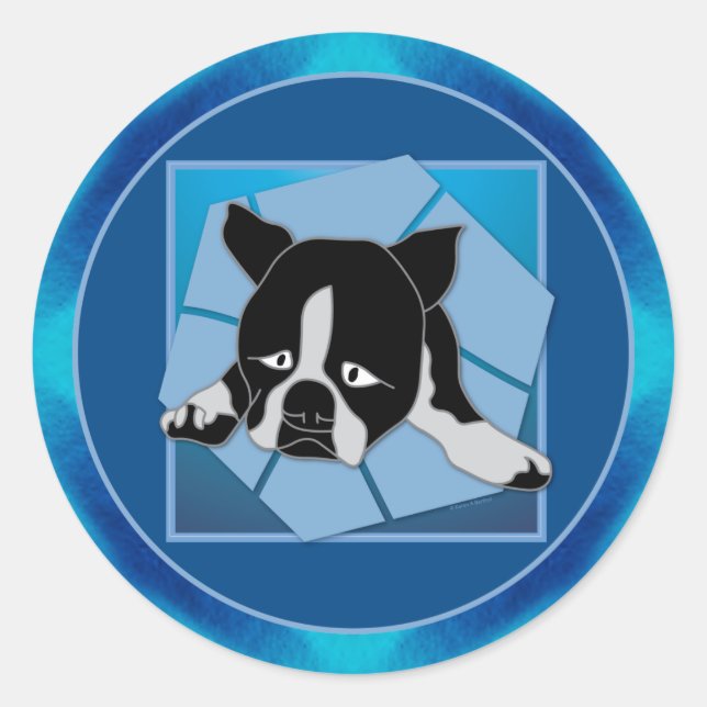 Sticker Rond Chiot triste (Devant)