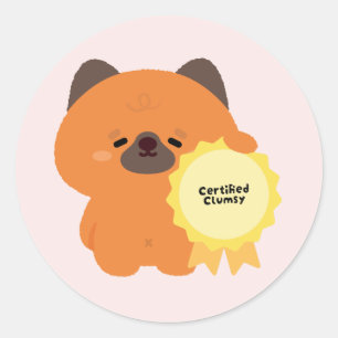 Sticker Rond Chiots Berger Allemand Certifié Maladroit