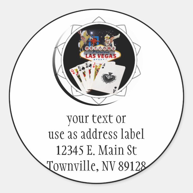 Sticker Rond Chip Black Poker Affiche de bienvenue (Devant)