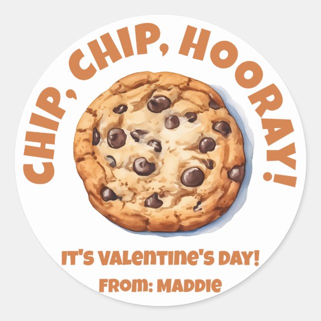Sticker Rond Chip, Chip, Hooray ! Chocolat Chip Saint-Valentin (Devant)