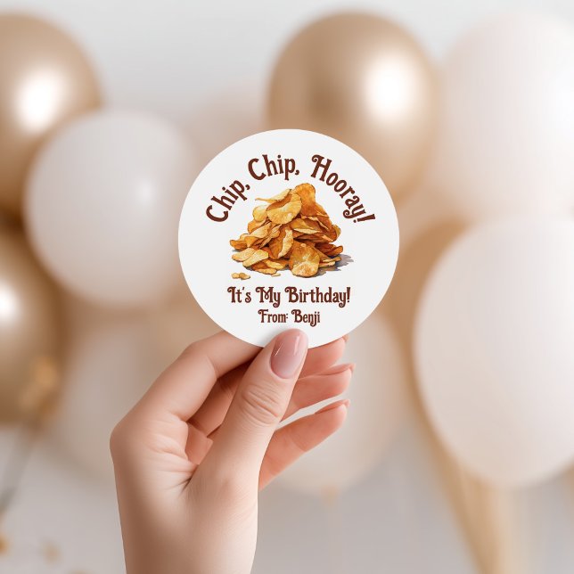 Sticker Rond Chip, Chip, Hourra ! Frites, c'est mon anniversair (Créateur téléchargé)