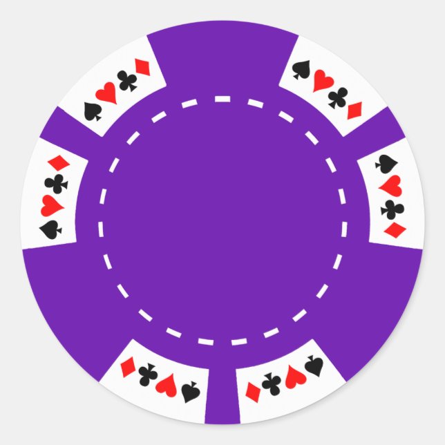 Sticker Rond Chip de jeu et de poker pourpre (Devant)