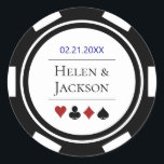 Sticker Rond Chip de poker en bleu noir blanc Las Vegas Mariage<br><div class="desc">Ces autocollants de mariage de jetons de poker, en bleu, noir, blanc et rouge, ferait un ajout parfait aux faveurs de vos invités ou de sceller leurs invitations de style casino. Personnalisez votre design avec vos noms en noir dans le centre, et une date mariage, merci, etc en bleu sur...</div>