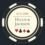 Sticker Rond Chip de poker en ivoire noir blanc Las Vegas Maria<br><div class="desc">Ces autocollants de mariage de puces de poker,  en noir,  blanc d'ivoire et rouge,  ajouteraient parfaitement aux faveurs de vos invités ou sceller leurs invitations de style casino. Personnalisez votre design avec vos noms en noir dans le centre,  et une date mariage,  merci,  etc. en rouge sur le dessus.</div>