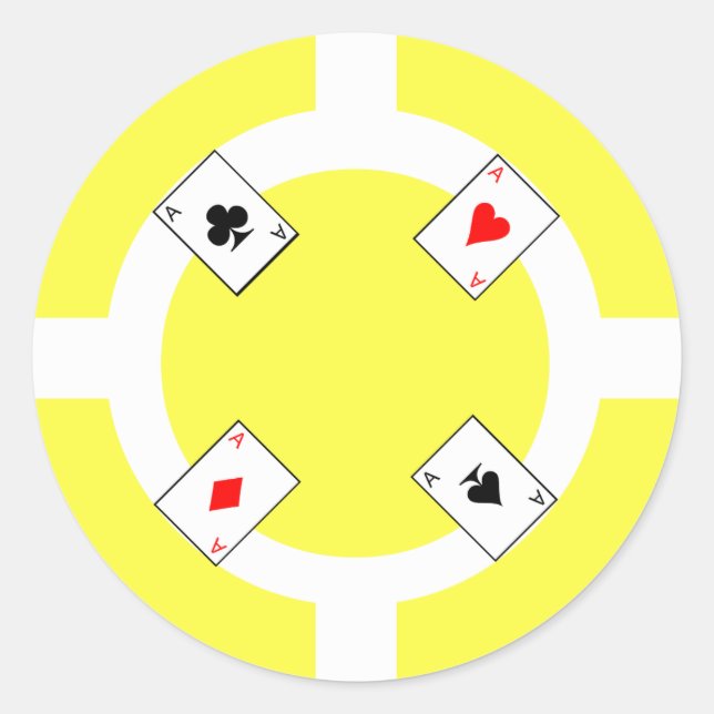 Sticker Rond Chip de poker - Jaune (Devant)