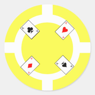 Sticker Rond Chip de poker - Jaune