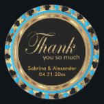 Sticker Rond Chip de poker mariage en bleu et or | MERCI<br><div class="desc">Stickers / Sceau. La puce de poker style Las Vegas merci design dans un bleu, noir et or prêt pour vous à personnaliser. Peut également être ajouté au dos de vos enveloppes, des sacs de traitement, etc... Fonctionne parfaitement pour un mariage, un anniversaire ou une fête d'anniversaire en modifiant simplement...</div>