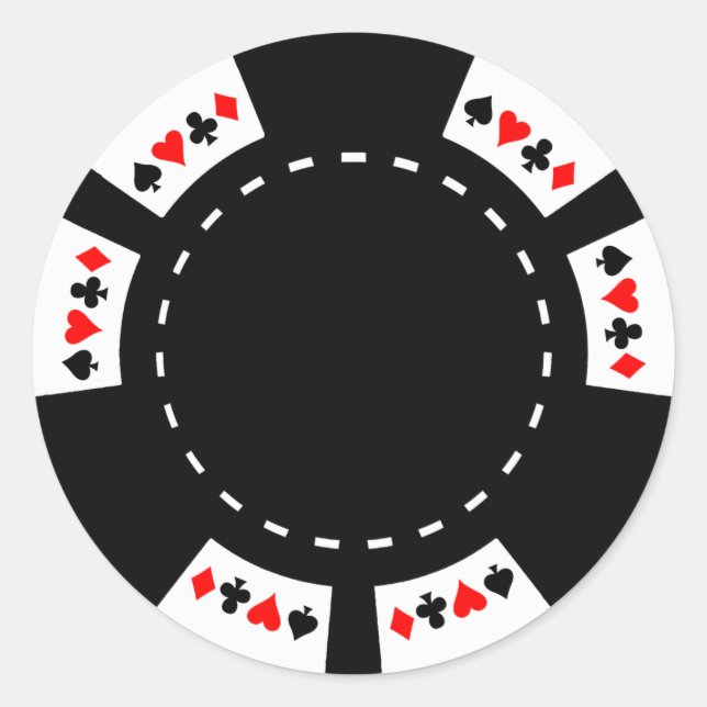 Sticker Rond Chip de poker noir et blanc (Devant)