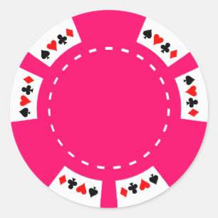 Sticker Rond Chip de poker rose et de jeu