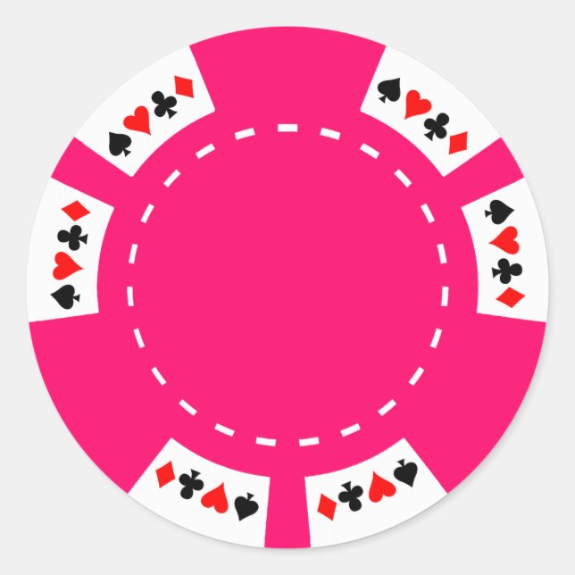 Sticker Rond Chip de poker rose et de jeu (Devant)