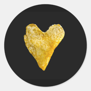 Sticker Rond Chip de pomme de terre en forme de coeur