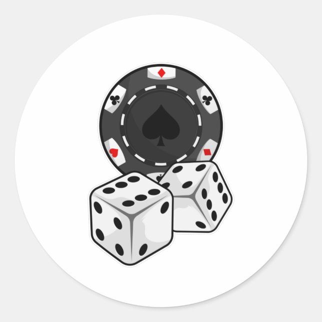 Sticker Rond Chip & Dice pour Poker (Devant)