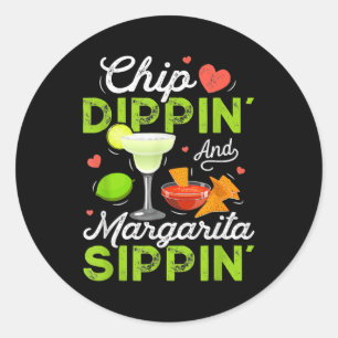 Sticker Rond Chip Dippin' Et Margarita Sippin' Funny Cinco De