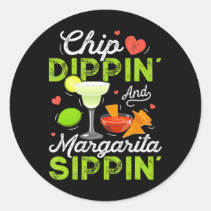 Sticker Rond Chip Dippin' Et Margarita Sippin' Funny Cinco De