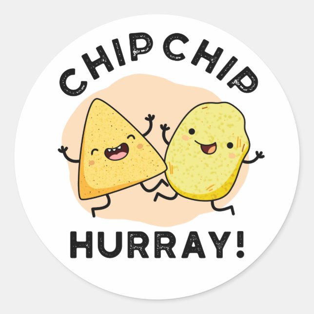 Sticker Rond Chip Hooray Drôle Happy Crisps Pun (Devant)