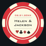 Sticker Rond Chip Red and Off White<br><div class="desc">Getting married à Las Vegas ou another fun casino town ? These red and white glossy stickers would make a perfect addition to a favor box,  enveloppope,  candy buffet and more.</div>