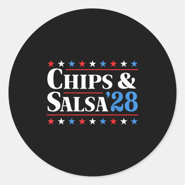 Sticker Rond Chips And Salsa 2028 Funny Presidential Election 2 (Devant)