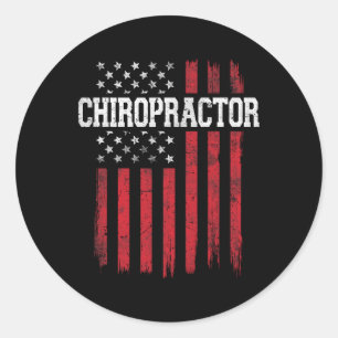 Sticker Rond Chiropracteur américain Drapeau USA Patriot Patrio