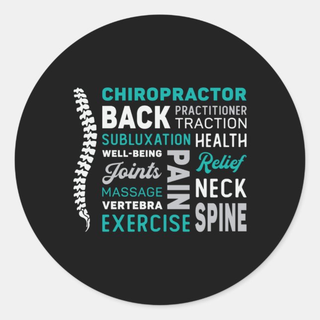 Sticker Rond Chiropraticien Spine Chiro Médecine Chiropratique (Devant)