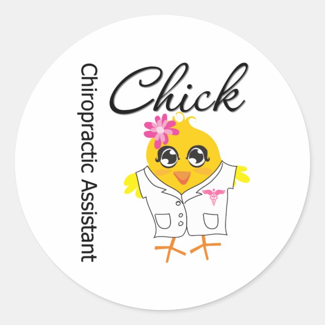 Sticker Rond Chiropratique Assistant Chick (Devant)