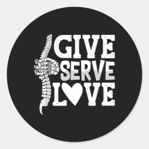 Sticker Rond Chiropratique Donner Serve Amour Spine Chiropracto