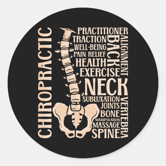Sticker Rond Chiropratique Spine Therapist Chiropractor Chiro (Devant)