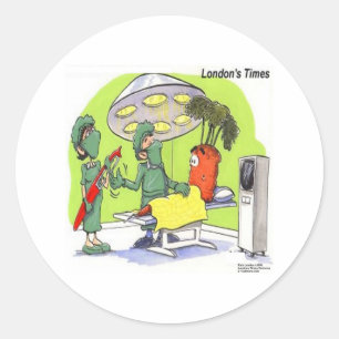 Sticker Rond Chirurgie de carottes Drôle Carton Médicale