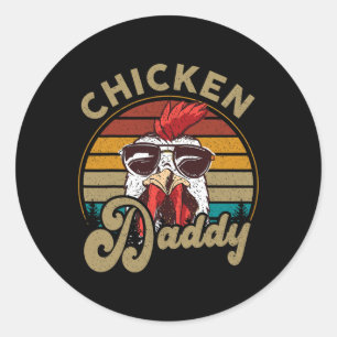 Sticker Rond Chirurgie Poulet Papa Vintage les années 70 Poulet
